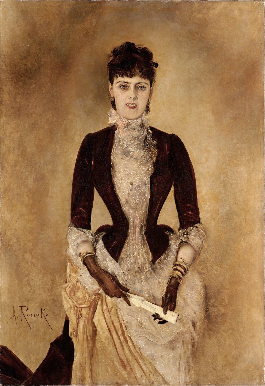 Portræt af Isabella Reisser - Romako, Anton (1832-1889) - 1885 - Olie på lærred - 130,5x90 - Leopold Museum, Wien af Anton Romako