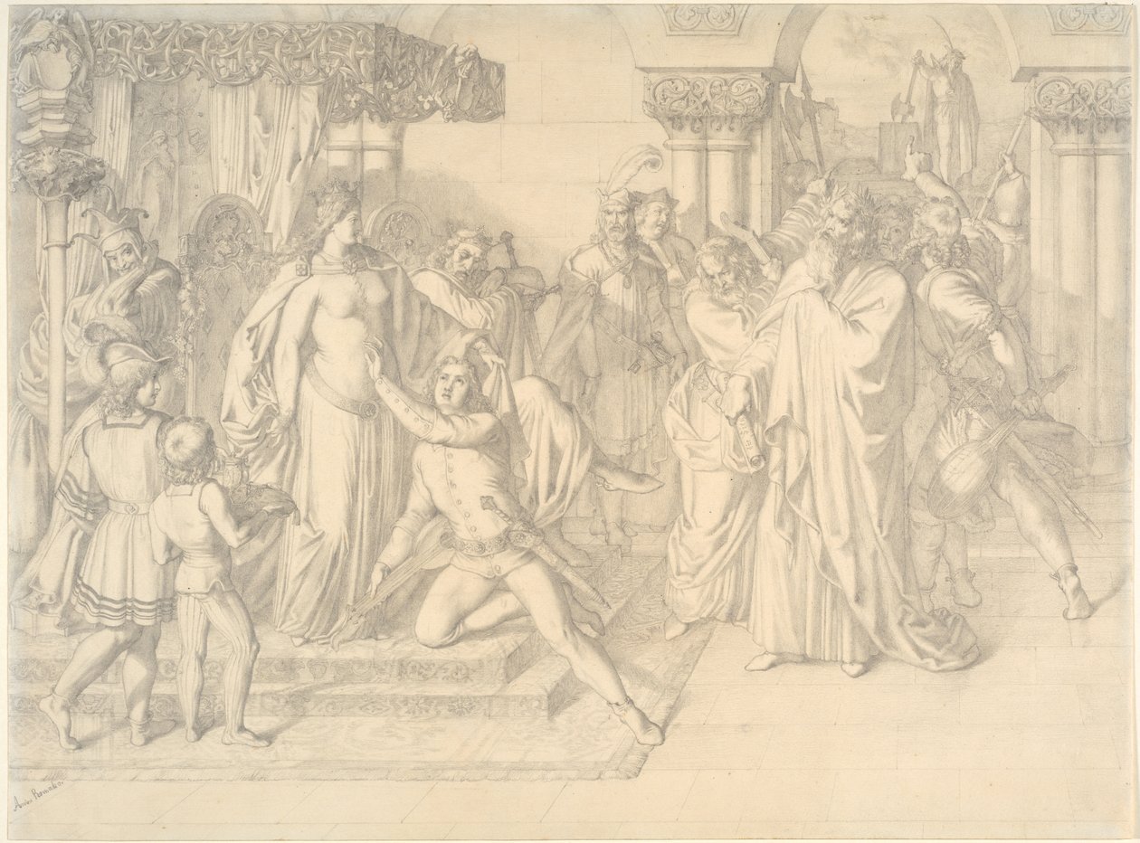 Singers Contest på Wartburg, ca. 1853. af Anton Romako