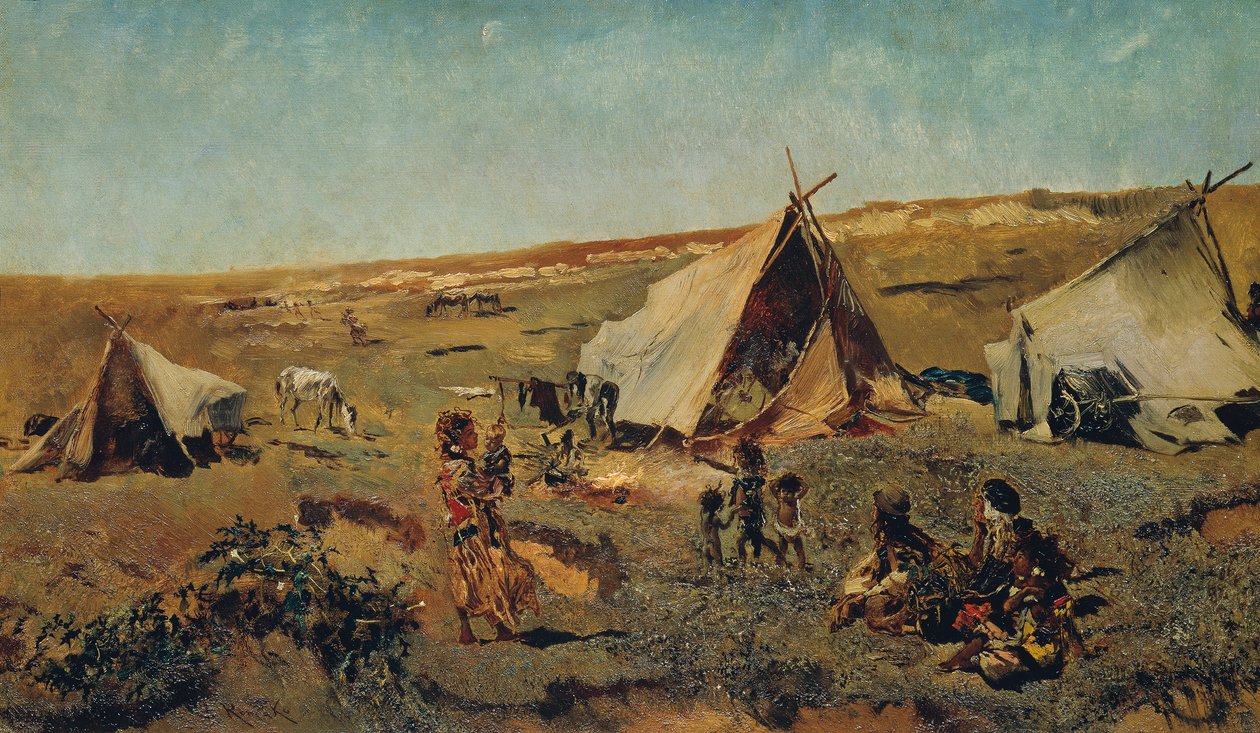 Sigøjnerlejr i Puszta af Anton Romako