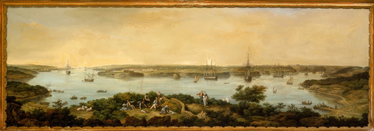 Udsigt over havnen i Mahon, Menorca af Anton Schranz