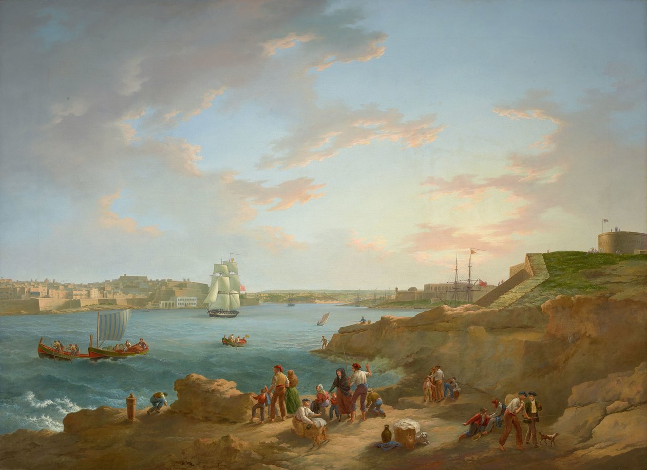 Tilskrives Anton Schranz (1769-1839) - Maltas havn - RCIN 406555 - Royal Collection (restaureret) af Anton Schranz
