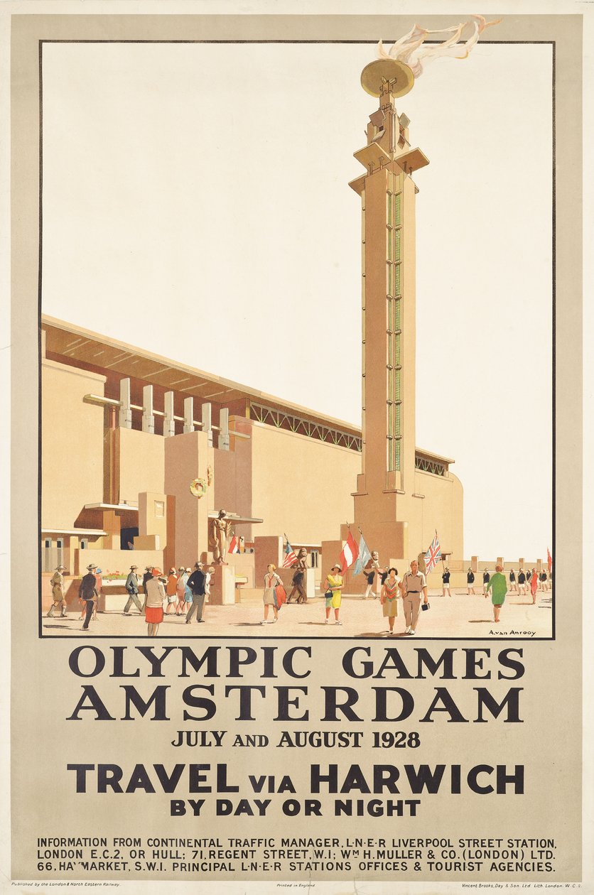 En plakat, der reklamerer for de olympiske lege 1928 i Amsterdam af Anton Van Anrooy