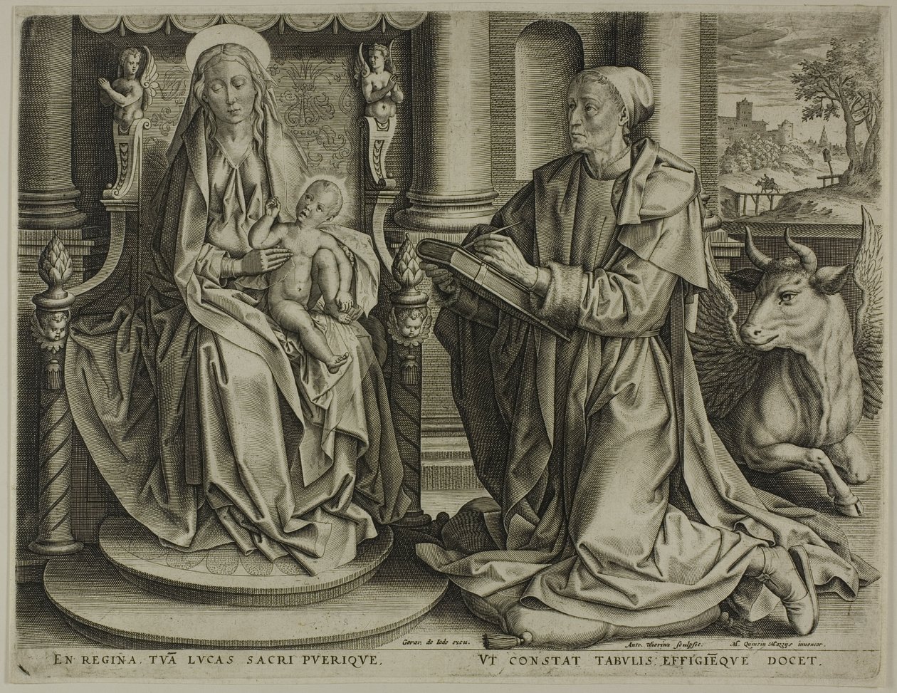 Sankt Lukas maler jomfruen af Anton Wierix