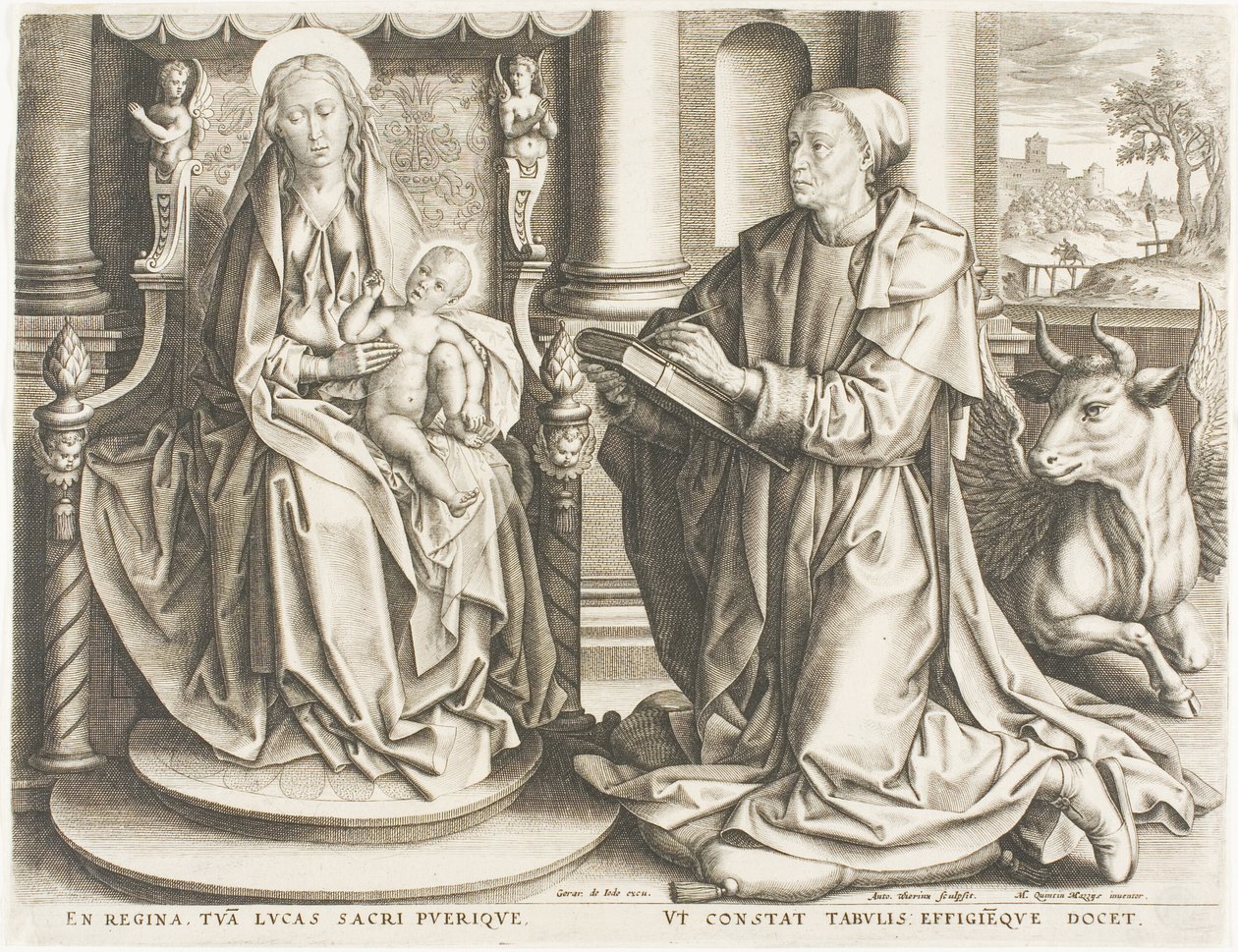 Sankt Lukas maler jomfruen af Anton Wierix
