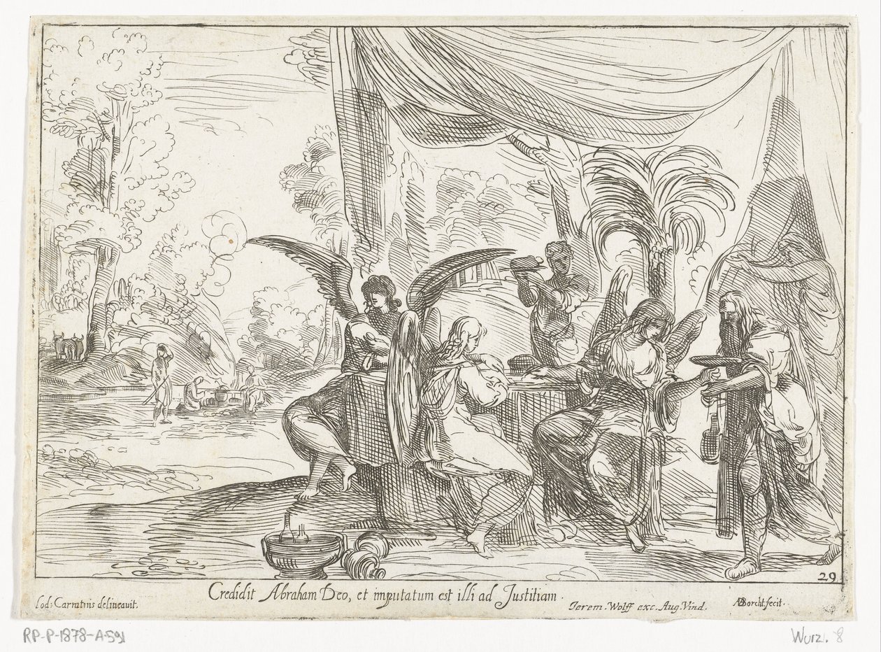 Abraham modtager de tre engle af Anton van der Borcht