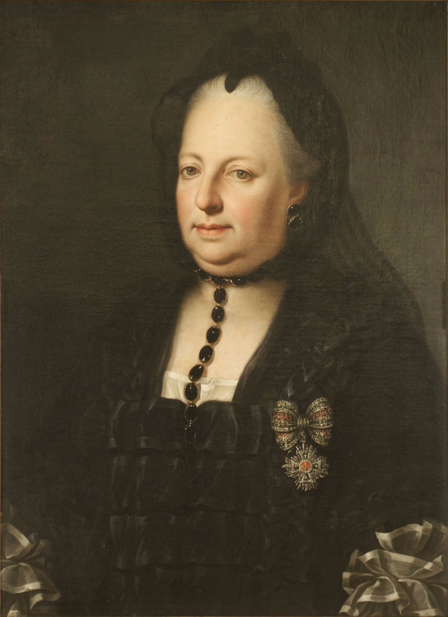 Maria Theresia klædt i sørgetøj af Anton von Maron