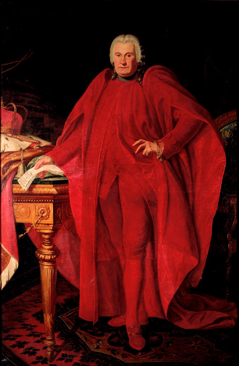 Portræt af Alerame Maria Pallavicino (1730-1805) Doge af Genrepublikken fra 1789 til 1791 Maleri af Anton von Maron (1733-1808) Søn. 223x148 cm Gener, Domenico Pallavicino principsamling af Anton von Maron