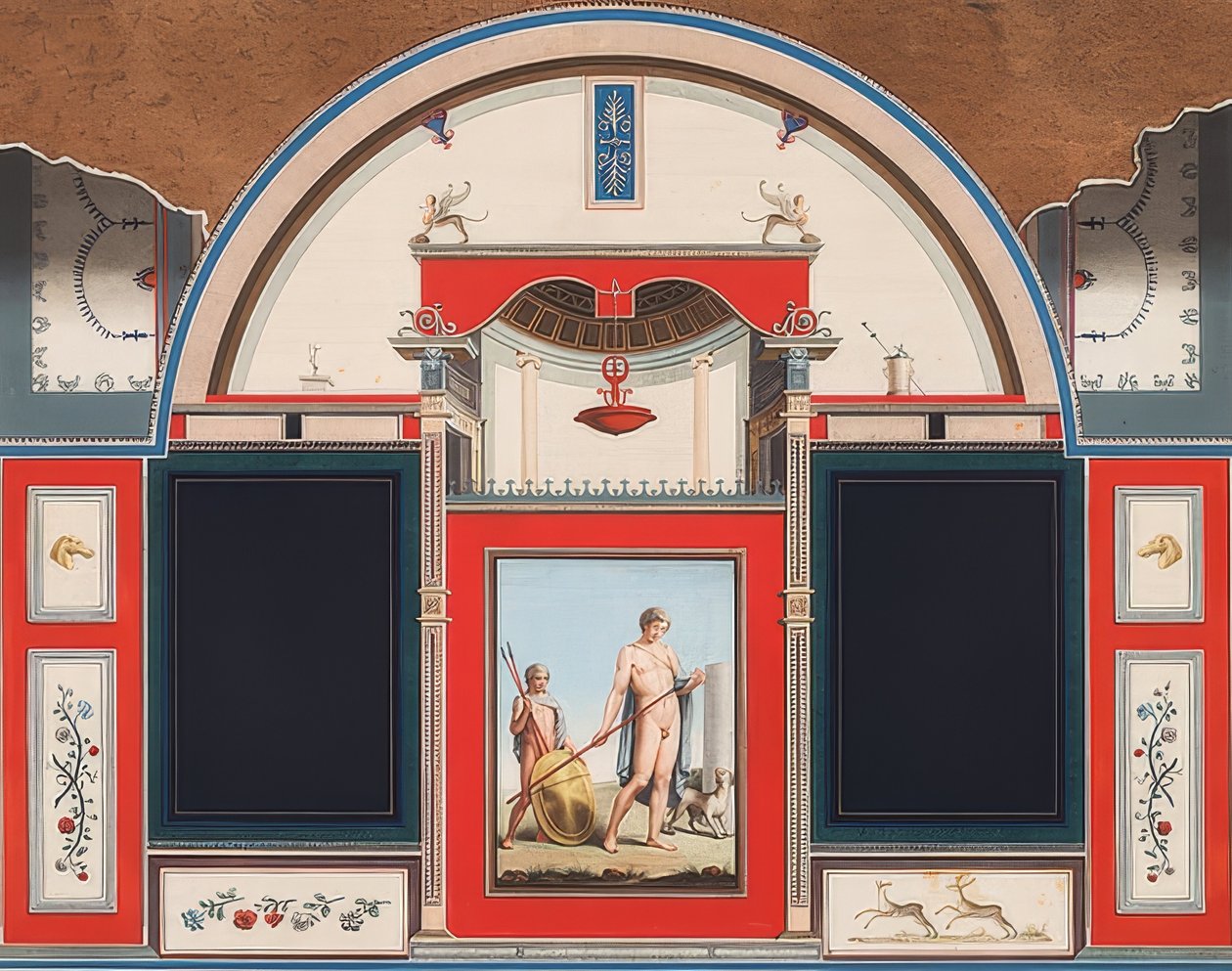 Vægmaleri af et romersk hus på grunden af ​​Villa Negroni i Rom, Adonis med ung mand. 1779 af Anton von Maron