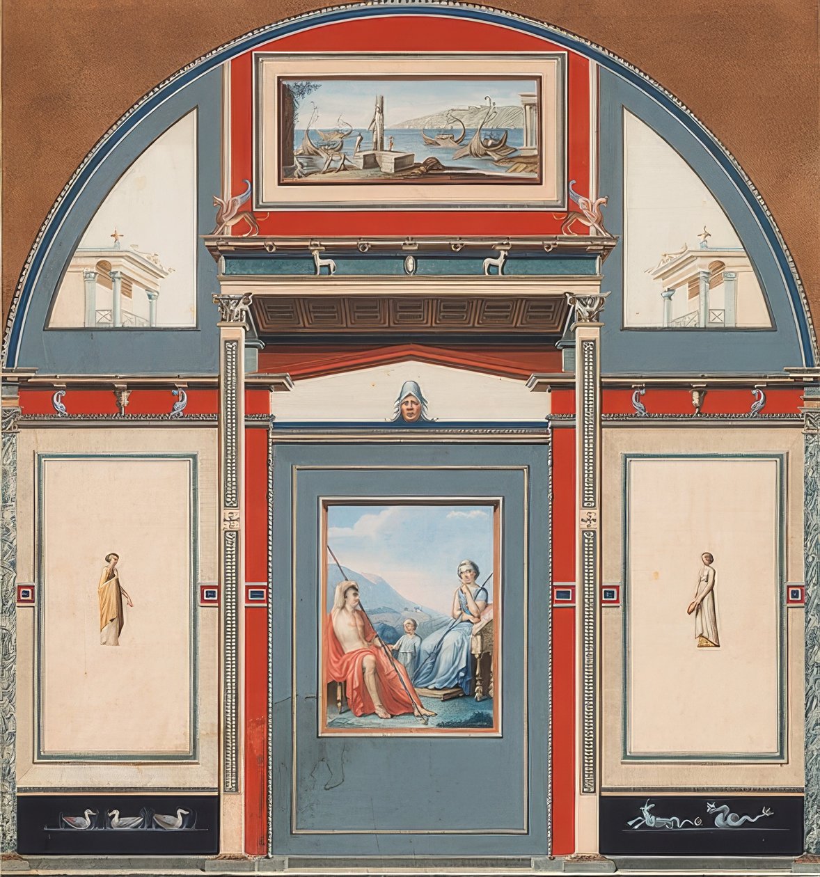 Vægmaleri af et romersk hus på grunden til Villa Negroni i Rom, Venus og Adonis. 1781 af Anton von Maron