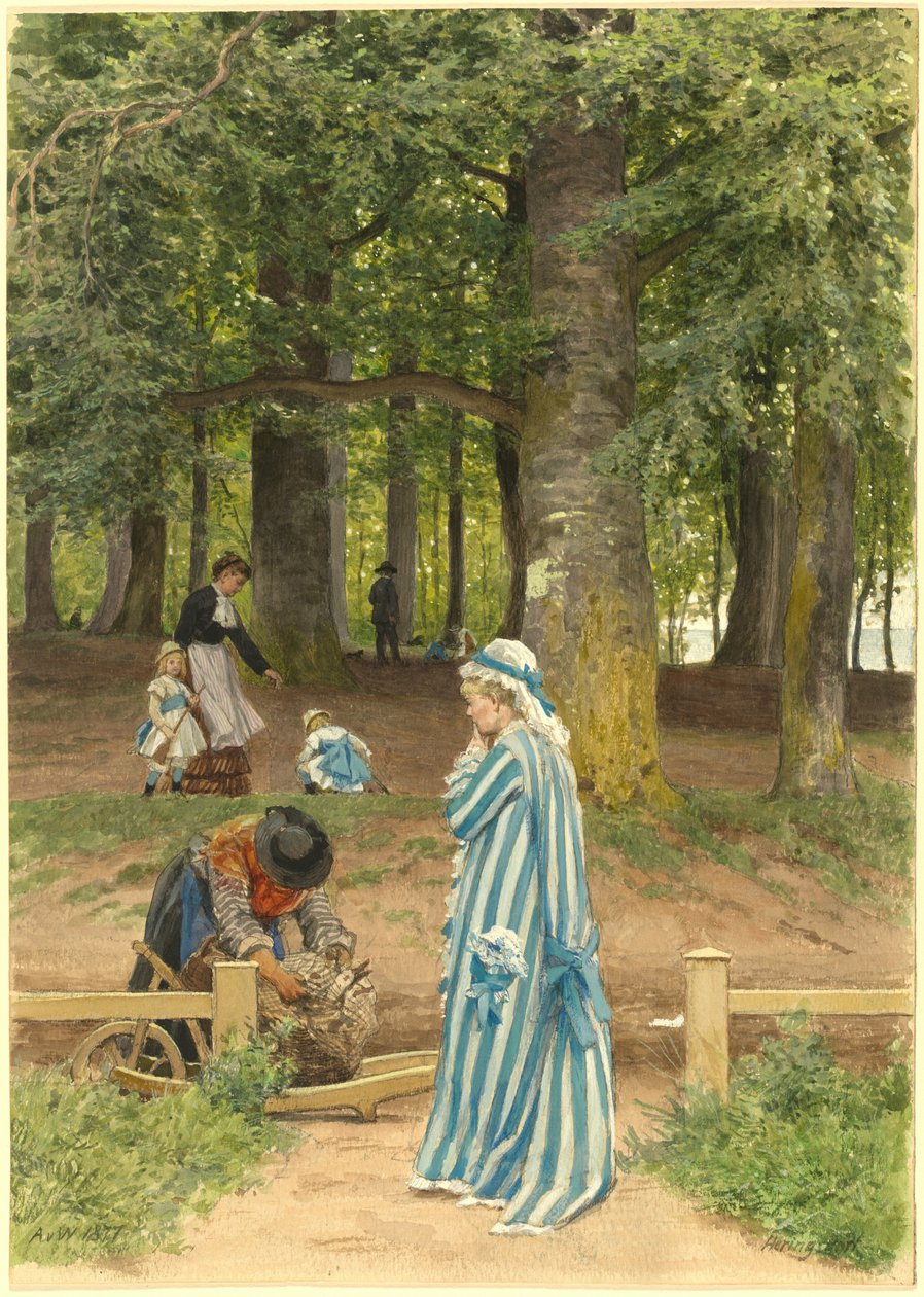 Kunstnerens Hustru og Døtre i en Park ved Heringsdorf af Anton Alexander von Werner