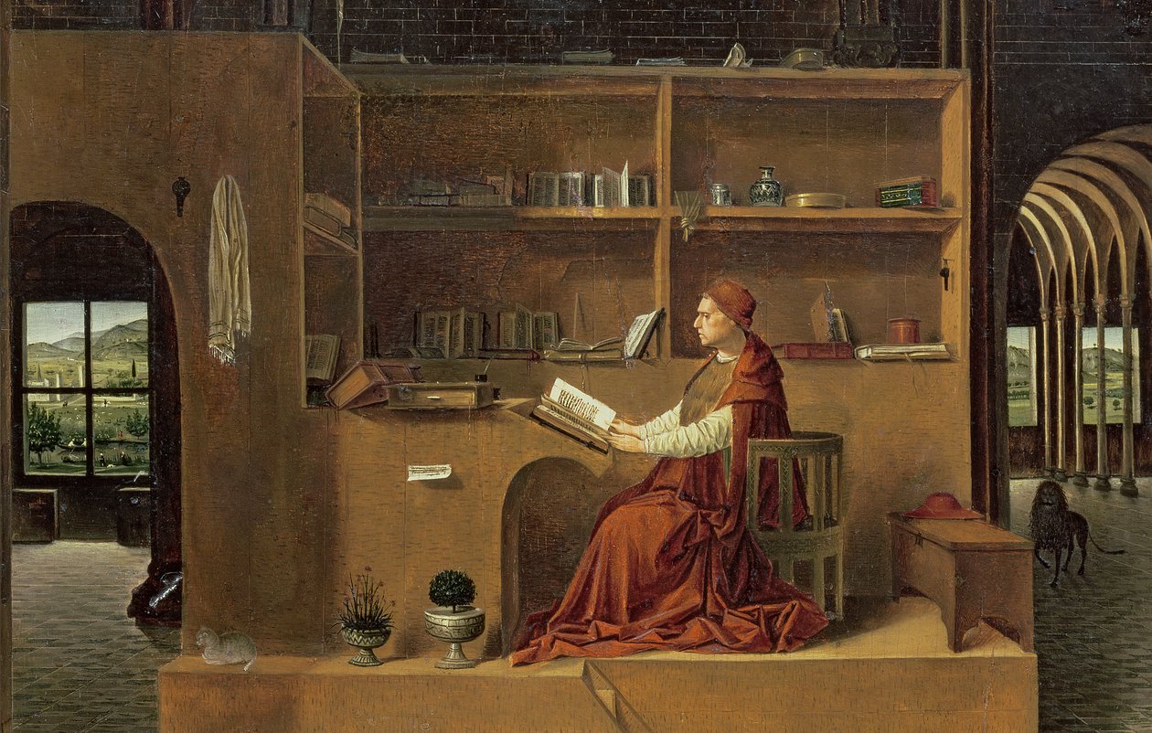 Sankt Hieronymus i sit studie, ca. 1475 (detaljer fra 29420) af Antonello da Messina