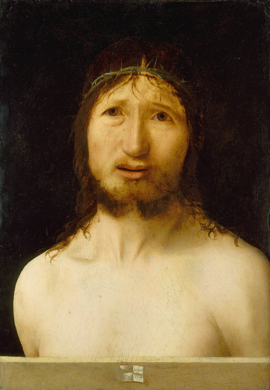 Kristus kronet med torne. af Antonello da Messina