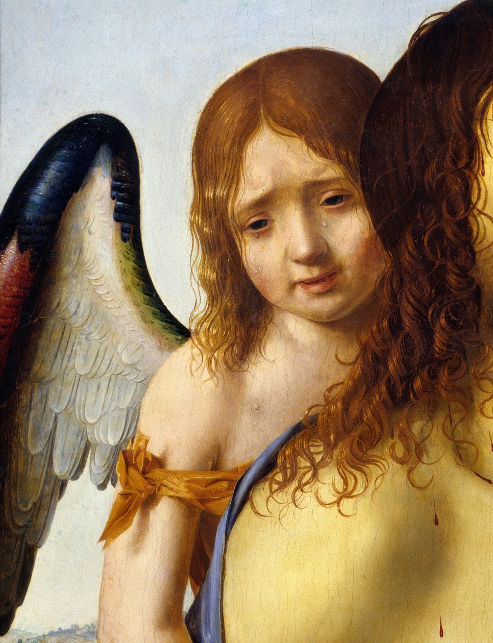 Detalje af "" Den døde Kristus støttet af en engel"" Maleri af Antonello da Messina (1430-1479) 1476-1479 Søn. 0,74x0,51 m Madrid, Pradomuseet. af Antonello da Messina