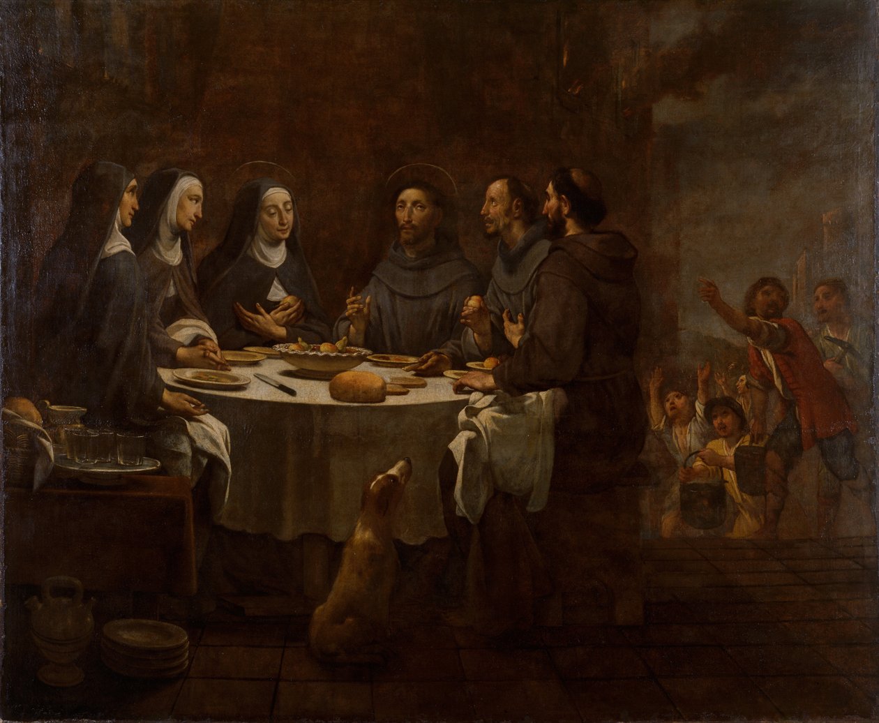 Saint Francis og Saint Clare ved nadveren i klostret Saint Damian af Antoni Viladomat