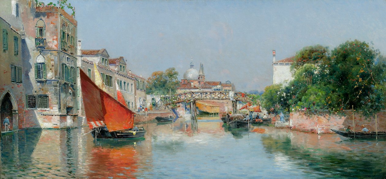 En venetiansk kanal af Antonio Reyna Manescau