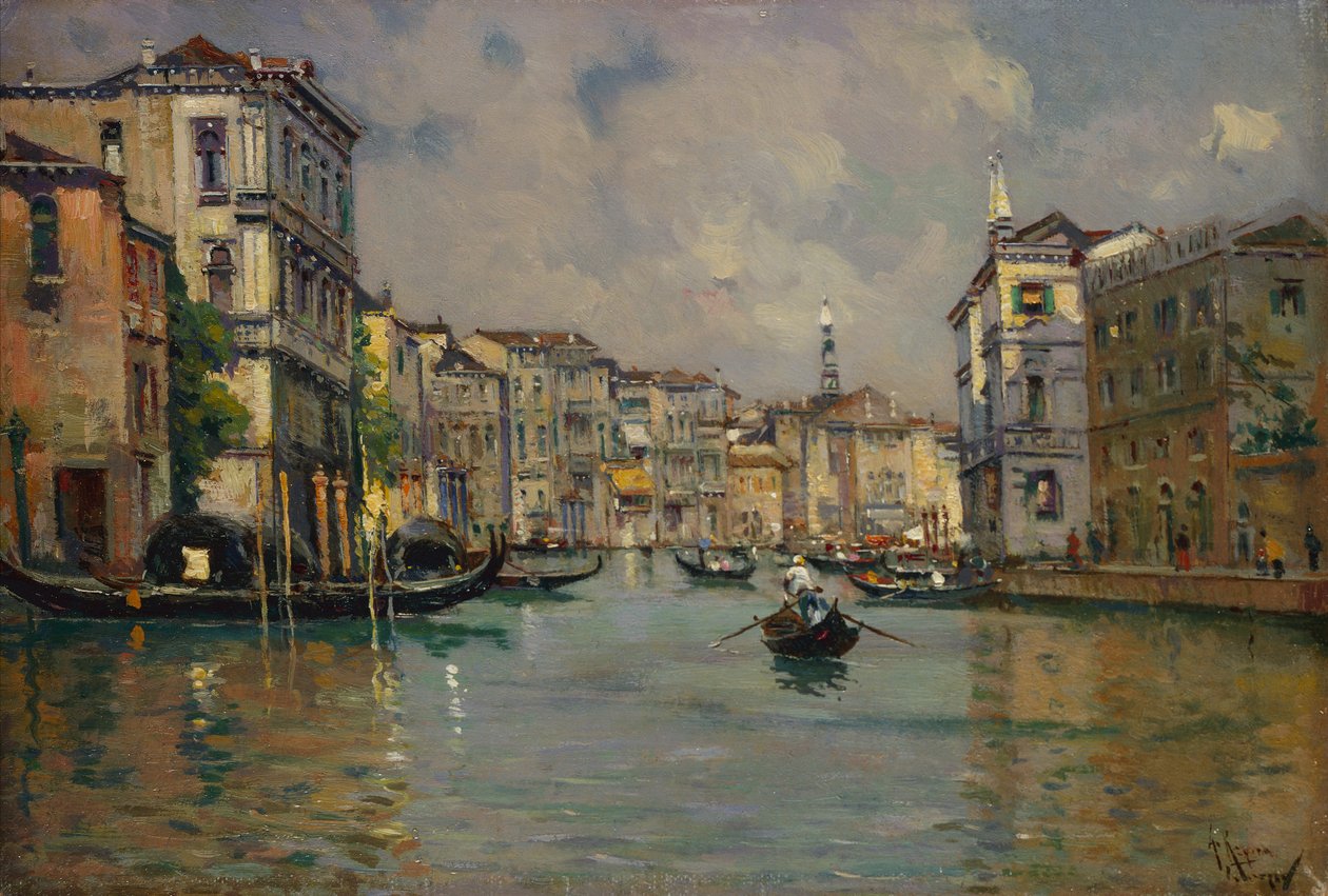 Riva degli Schiavoni, Venedig (olie på træ) af Antonia Maria de Reyna Manescau