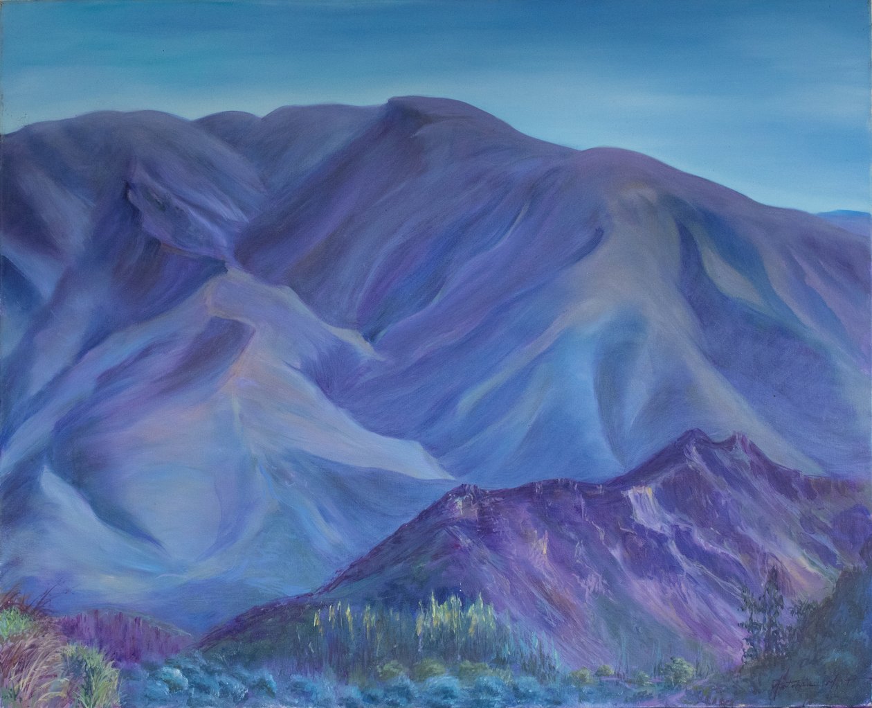Blue Mountain, Andalusien, 2001 (olie på lærred) af Antonia Myatt