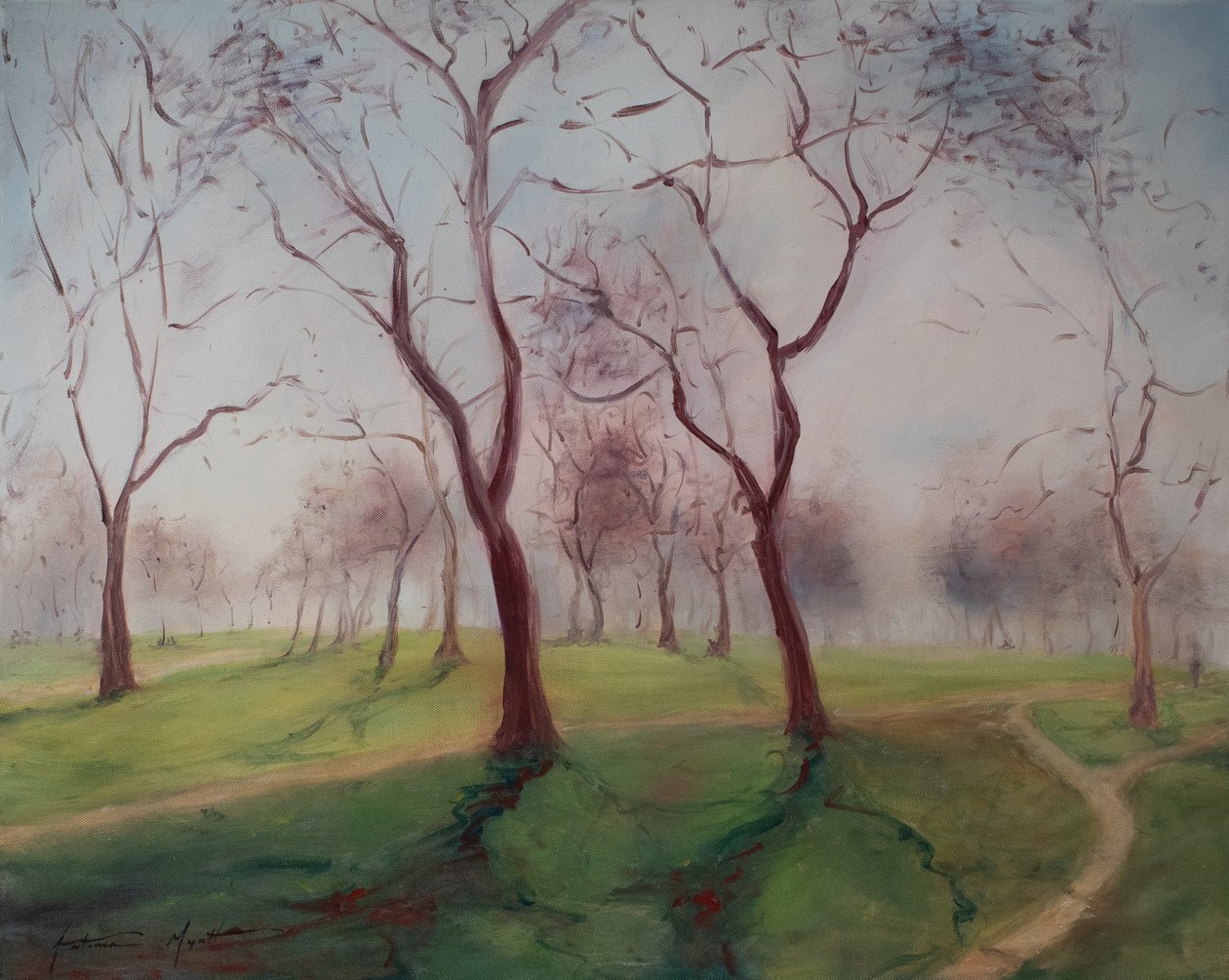 Hyde park, London, 2012 (olie på lærred) af Antonia Myatt