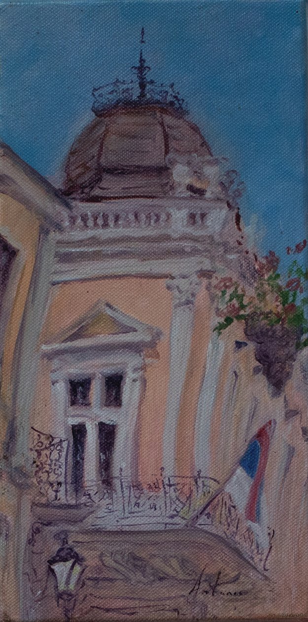 Serbien, 2017 (olie på lærred) af Antonia Myatt