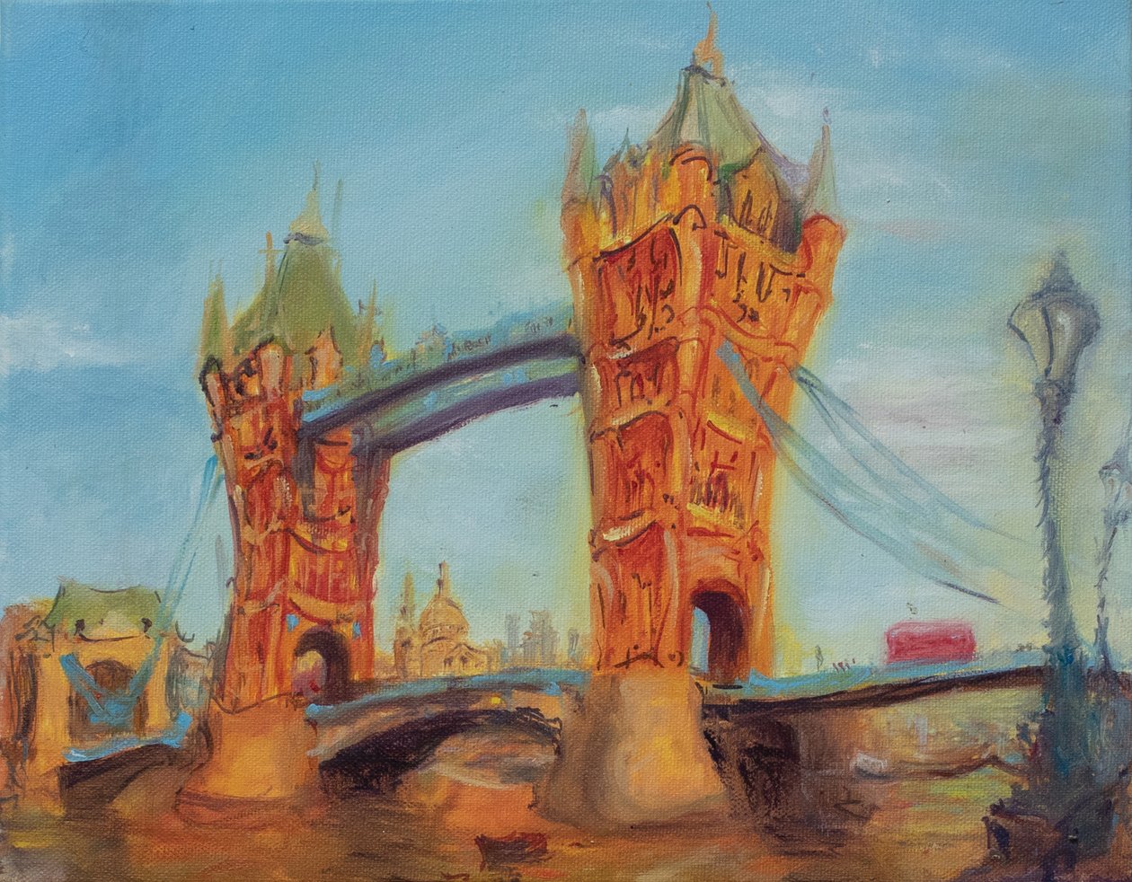 Tower bridge, studie, 2019 (olie på lærred) af Antonia Myatt
