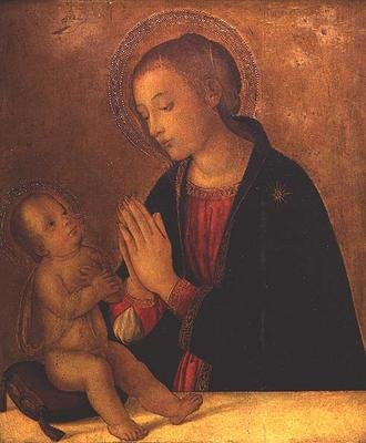 Madonnaen, der forguder barnet af Antoniazzo (workshop of) Romano