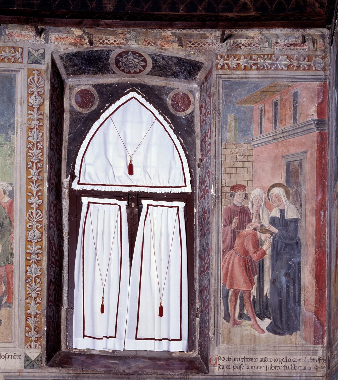 St. Francesca Romanas liv: En pukkelryg bliver helbredt af helgenen (Fresco af Antoniazzo Romano