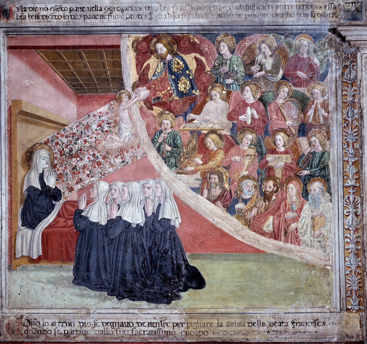 St. Francesca Romanas liv: Helgenens død efter at have sagt Vesper, 9. marts 1440 (Fresco af Antoniazzo Romano