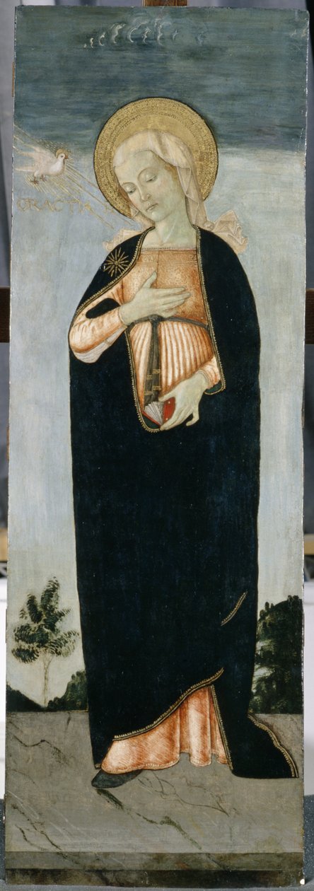 Maria ved bebudelsen, ca. 1500 (tempera på poppeltræ) af Antoniazzo Romano
