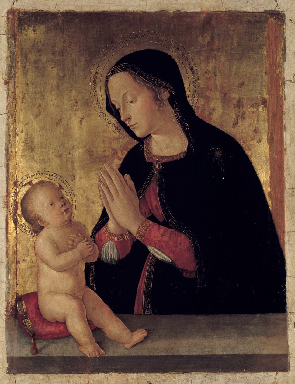 Jomfruen tilbeder barnet altertavle af Antoniazzo Romano (1430-1508) af Antoniazzo Romano