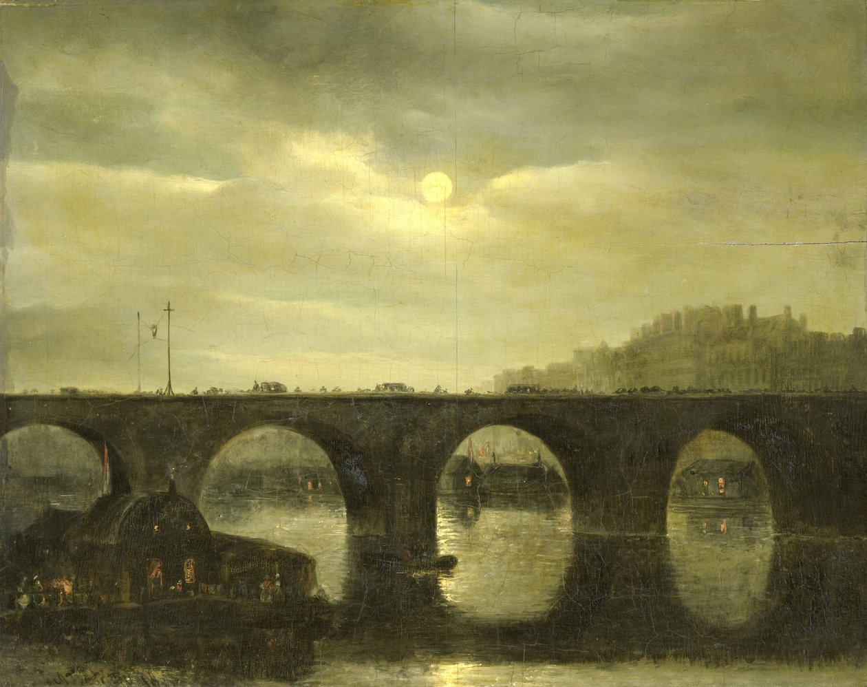 En af broerne over Seinen, Paris, i måneskin af Antonie Waldorp