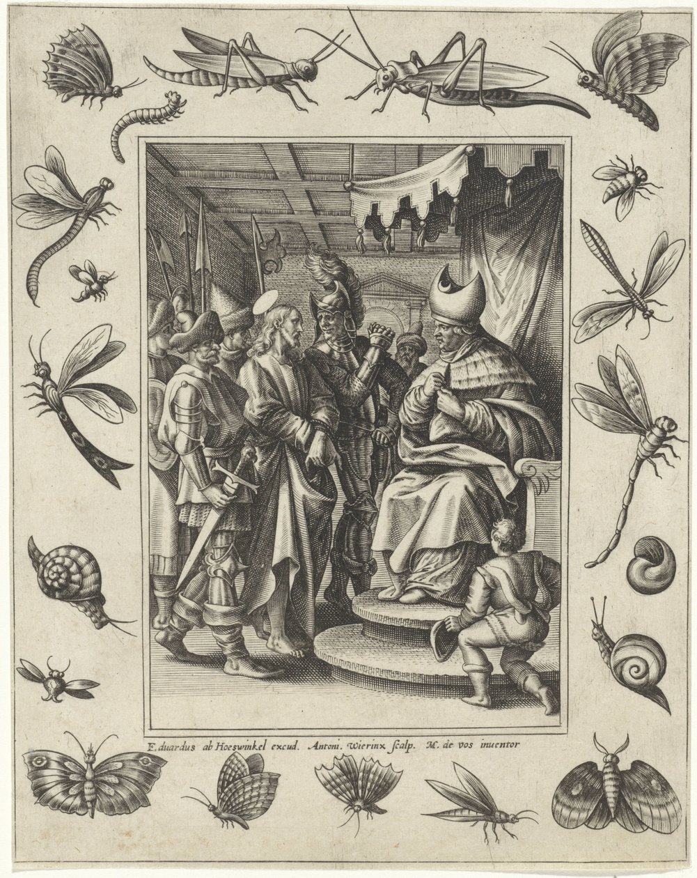 Kristus før Kajfas Passion of Christ (serietitel) af Antonie Wierix (II)