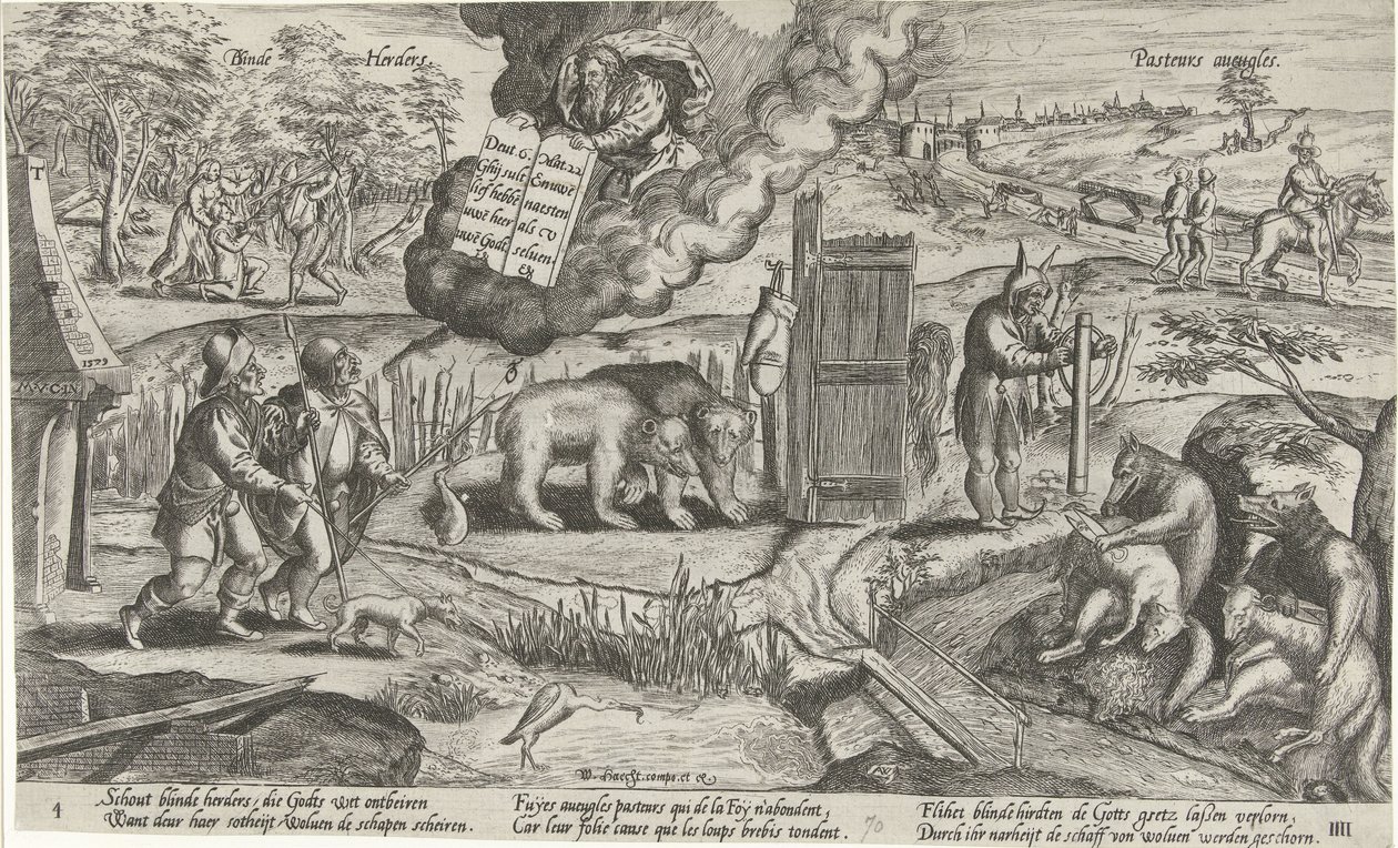 De blinde hyrder Blinde hyrder / Pasteurs aveugles (titel på objekt) af Antonie Wierix (II)