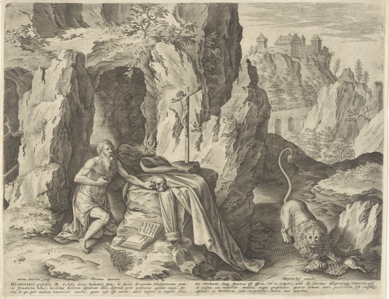 Sankt Hieronymus som en angrende i ørkenen af Antonie Wierix (II)