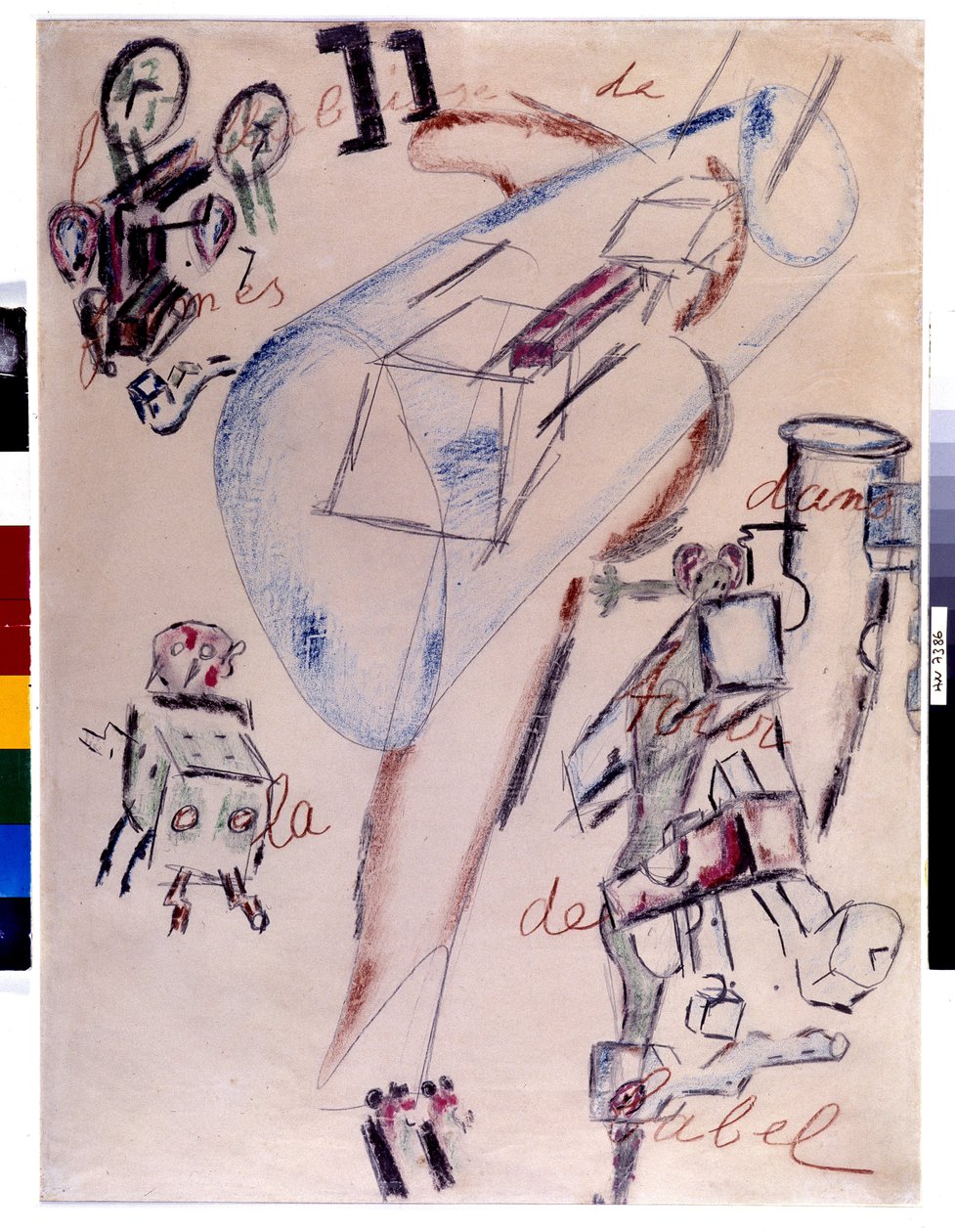 Bouillabaisse af former i Babelstårnet, februar 1946 (tegning) af Antonin Artaud