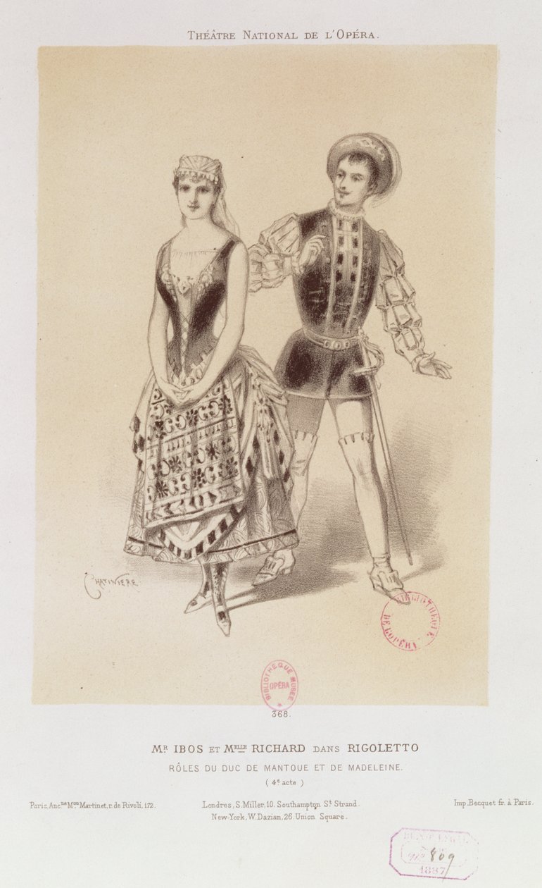 Mr. Ibos og Miss Richard som hertugen af Mantua og Magdalen i Rigoletto af Verdi, 1885 af Antonin Marie Chatiniere