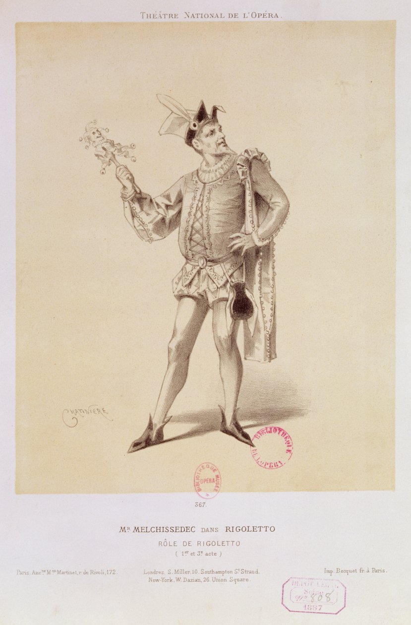 Portræt af hr. Melchissedec som Rigoletto i Rigoletto af Verdi af Antonin Marie Chatiniere