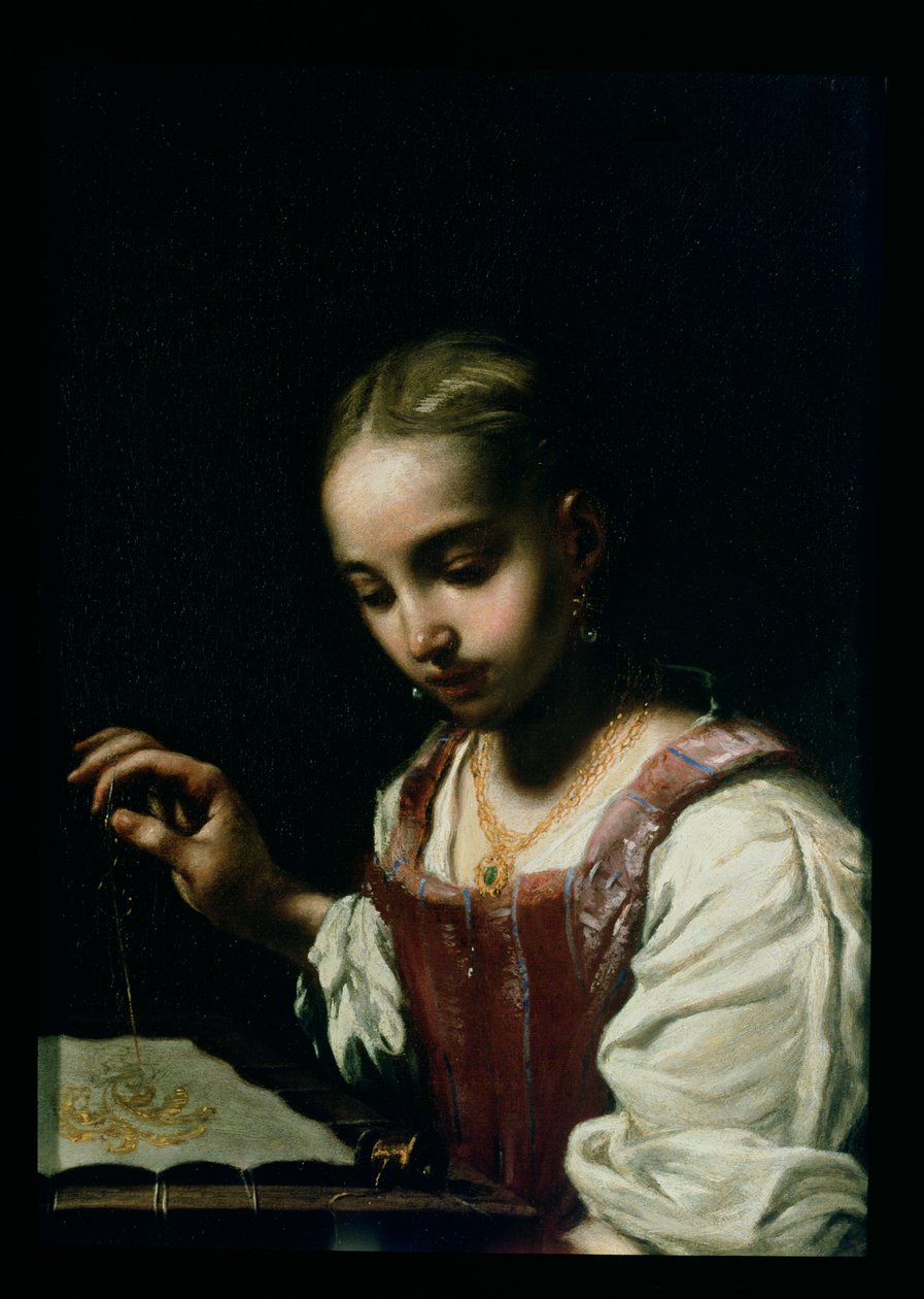En pige, der syr af Antonio Amorosi