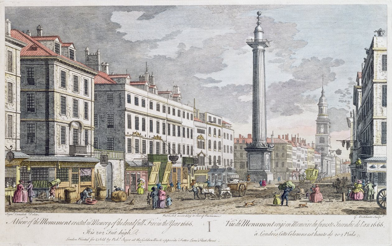 Monument rejst til minde om branden i London, af Giovanni Antonio Canal