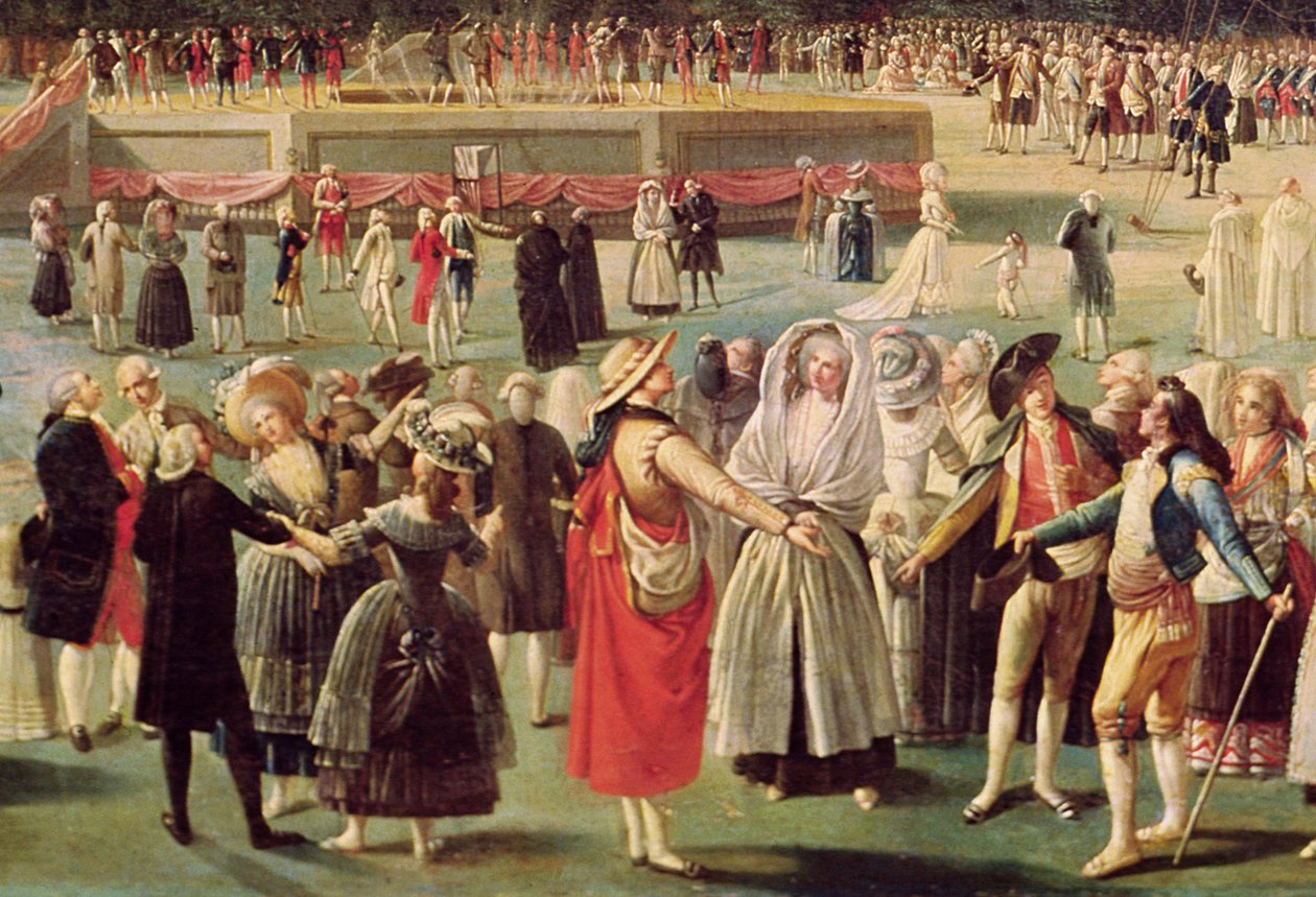 The Ascent of the Montgolfier Balloon at Aranjuez, ca. 1764 (detalje af 38558) af Antonio Carnicero