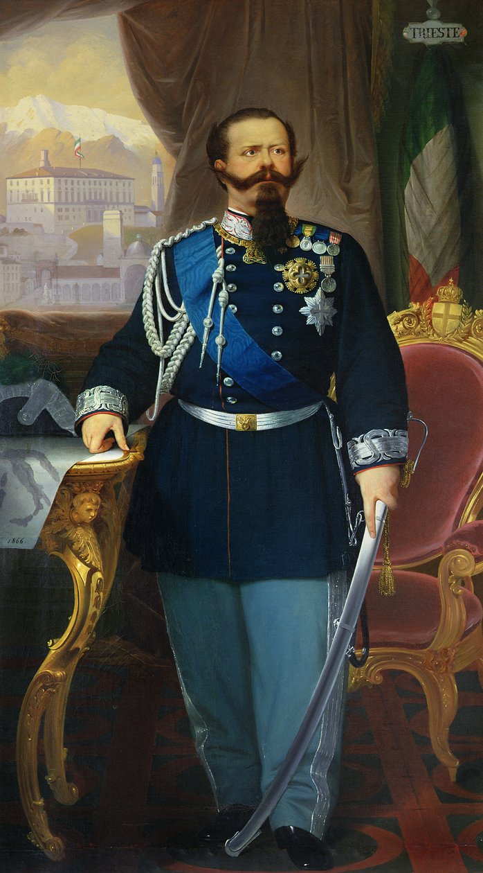 Portræt af Victor Emmanuel II (1820-78) konge af Sardinien og Italien, 1866 af Antonio Dugoni