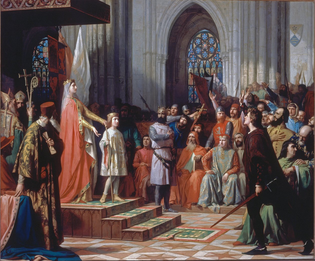 María de Molina præsenterer sin søn Fernando IV ved domstolene i Valladolid i 1295 af Antonio Gisbert