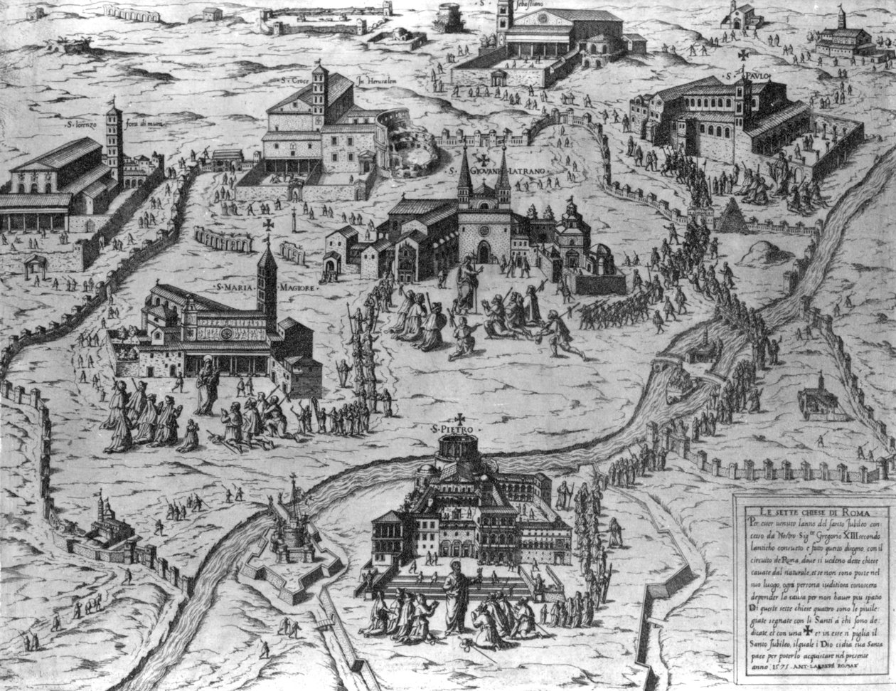 De syv kirker i Rom, 1575 af Antonio Lafreri