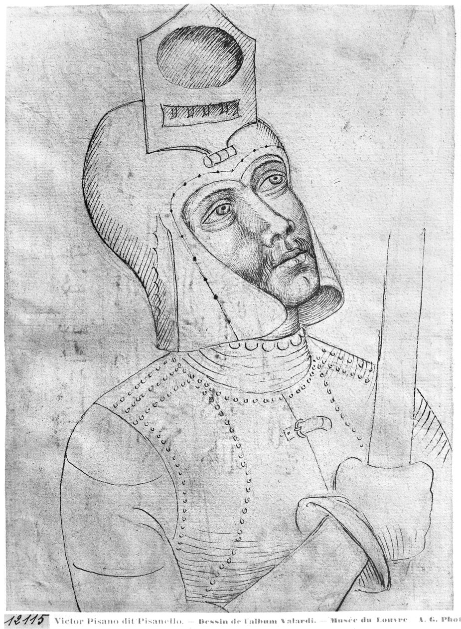 Soldat med hjelm med visir, fra Vallardi Album af Antonio Pisanello