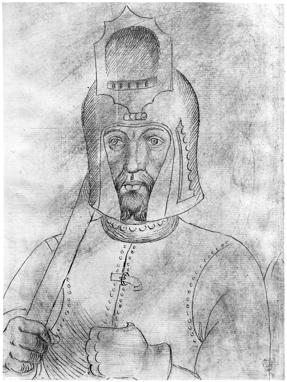 Soldat med hjelm med visir, fra Vallardi Album af Antonio Pisanello