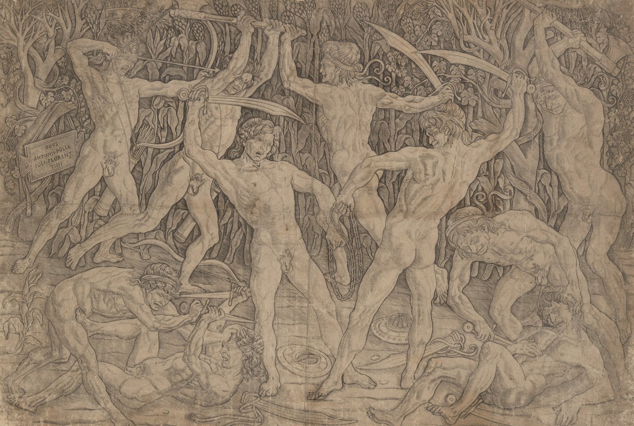 Slaget ved ti nøgne mænd, 1465 af Antonio Pollaiuolo