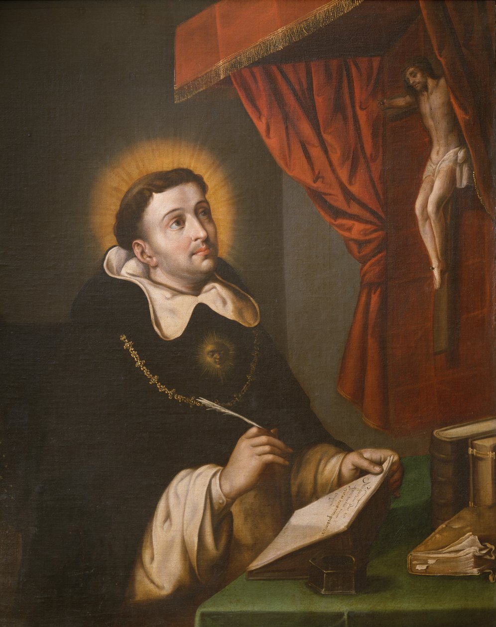 St. Thomas Aquinas skrift før krucifikset af Antonio Rodríguez