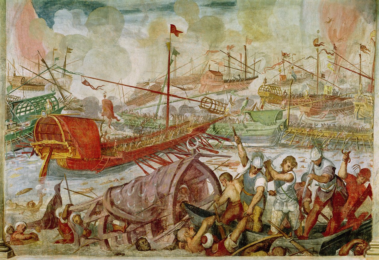 Slaget ved Lepanto, oktober 1571, 1600 (vægmaleri) af Antonio Vassilacchi