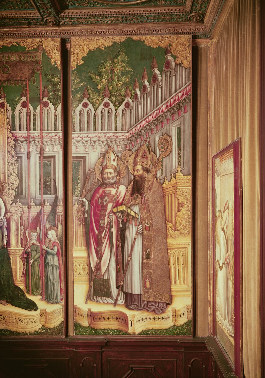 Triptykon af Jomfruen og Barnet omgivet af hellige, detalje i højre panel viser Saint Augustine og Saint Ambrose, 1446 (tempera på lærred) af Antonio Vivarini