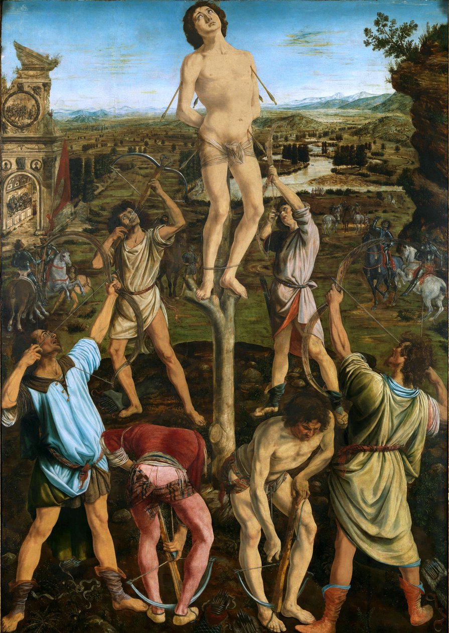 Sankt Sebastians martyrium, 1475 (olie på poppel) af Antonio Pollaiuolo