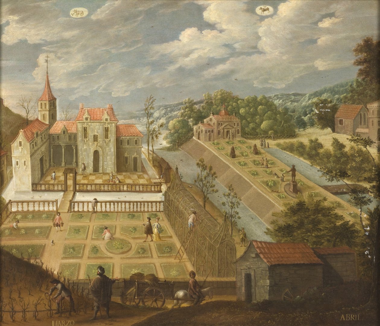 marts og april fra Los doce meses del año (Årets tolv måneder), 1650-99 af Antonio de Espinosa